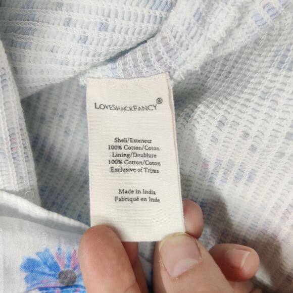 LoveShackFancy Smocked Kodie Mini Dress Purple Blue Floral Ruffle Sleeve Small - Picture 11 of 15